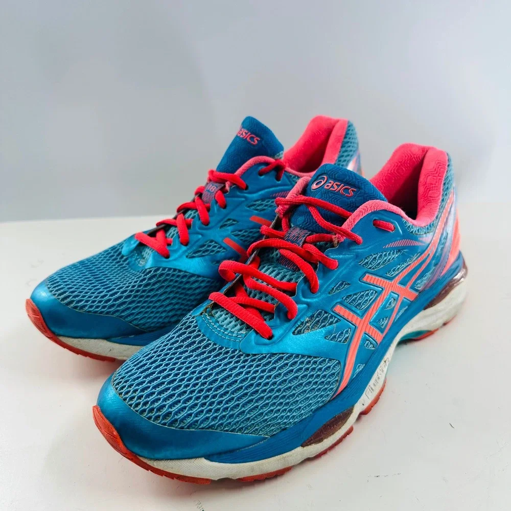 Asics Gel-Cumulus 18 Running Shoes Cushion Comfort Athletic Blue‎ Pink US 9